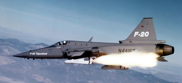 An F-20 fires an AGM-65 Maverick missile during a test flight